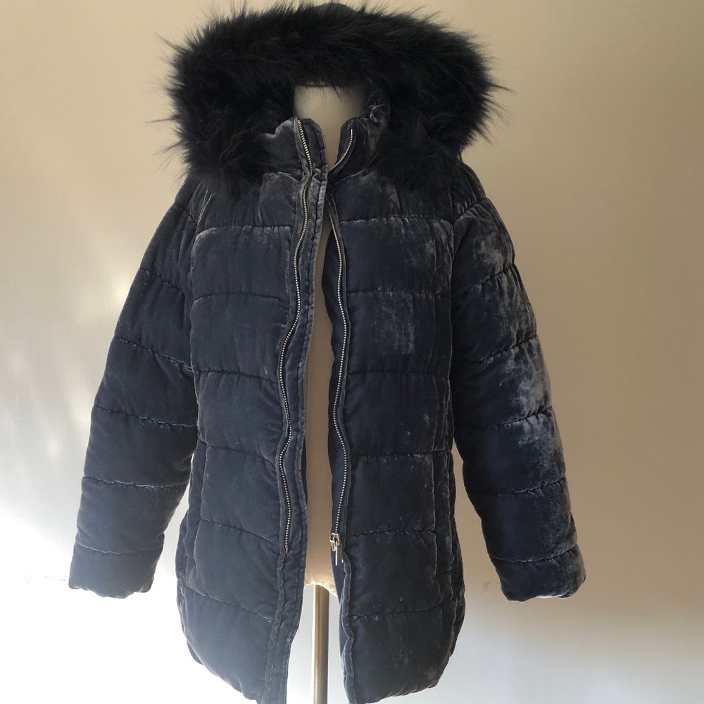 Parka LOFT Medium Petite Prussian Blue Faux Fur Lined Hood